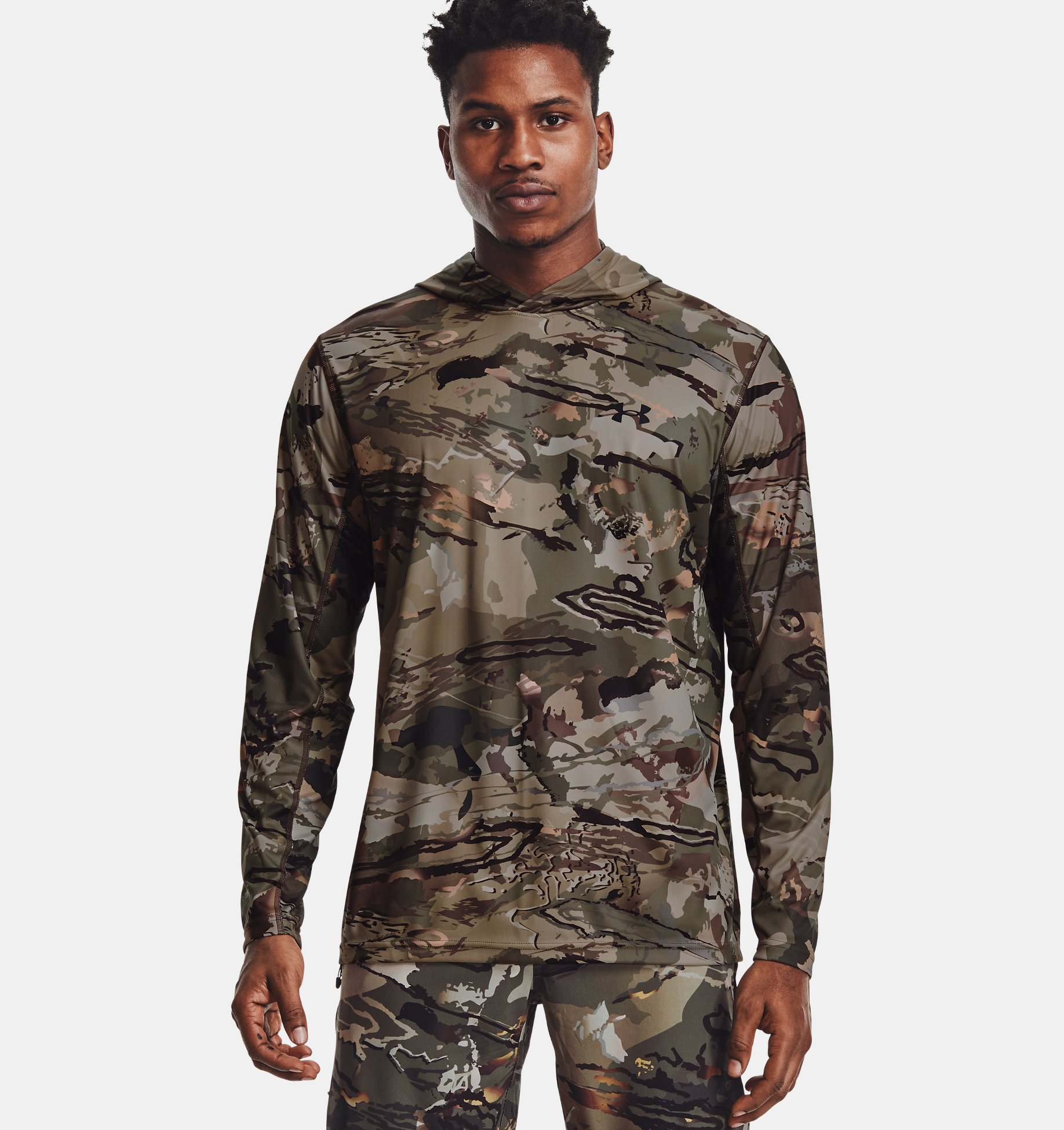 Under Armour Mid Season Reversible Wool Base Crew Forest Camo Shirt 2XL $100 